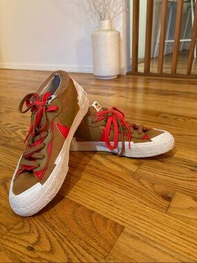 Nike Tan and White Suede Low-Top Sneakers